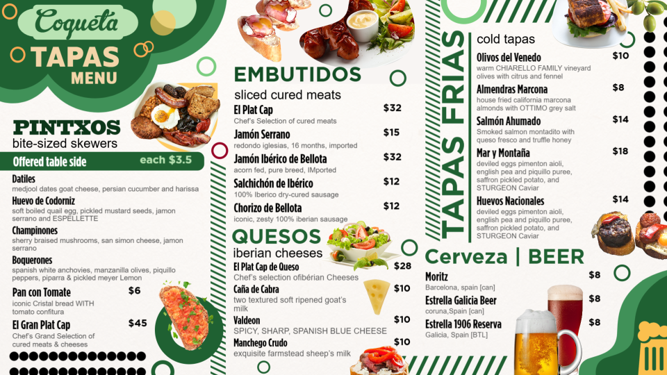 Simple Tapas Menu Simple Tapas Menu