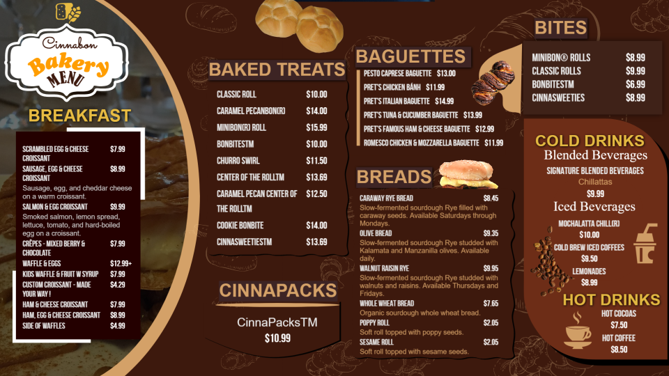 Simple Bakery Menu Simple Bakery Menu
