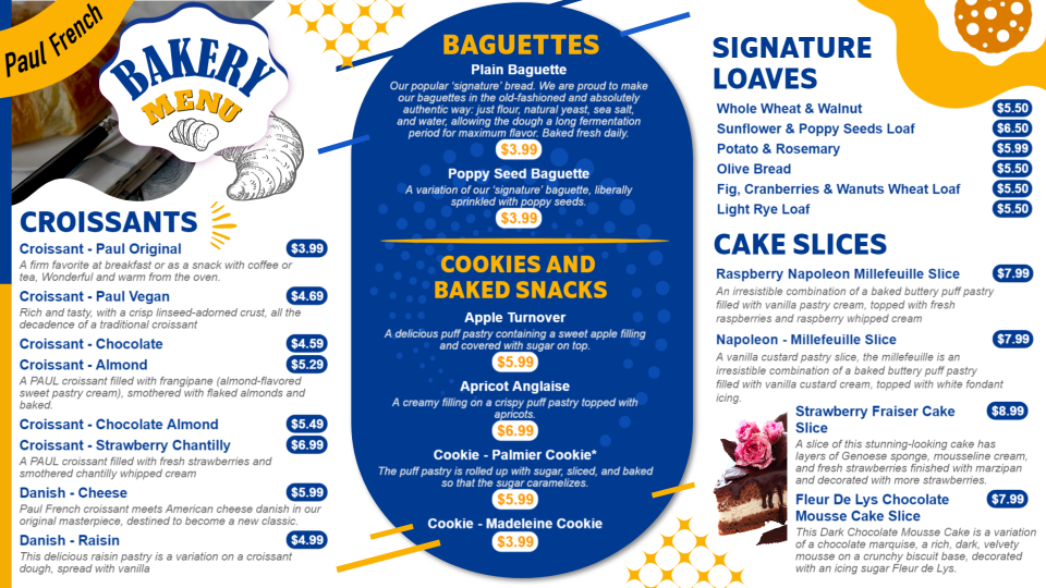 Customizable Bakery Menu Customizable Bakery Menu