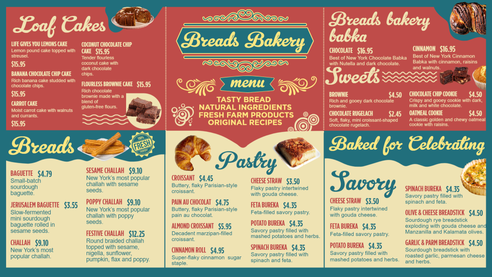 Free Bakery Menu Design Free Bakery Menu Design