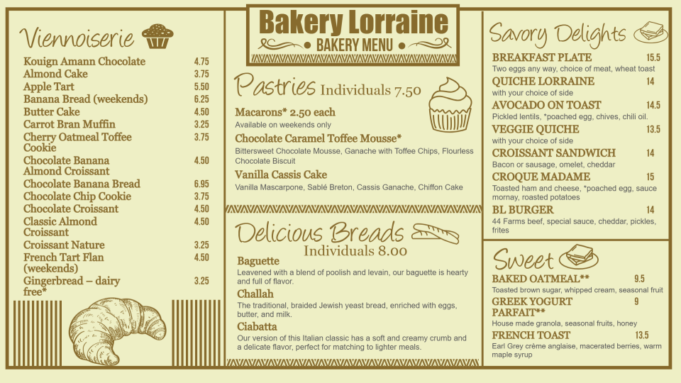 Bakery Menu Design Bakery Menu Design