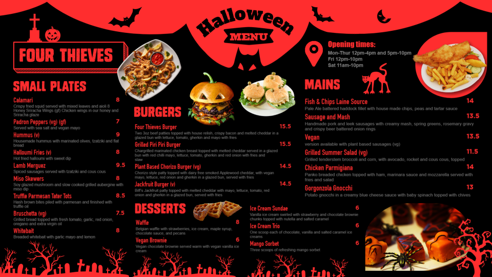 Halloween Day Menu Design Halloween Day Menu Design