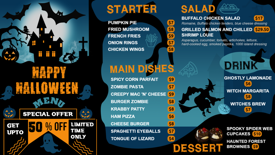 Halloween Day Menu Design idea Halloween Day Menu Design idea