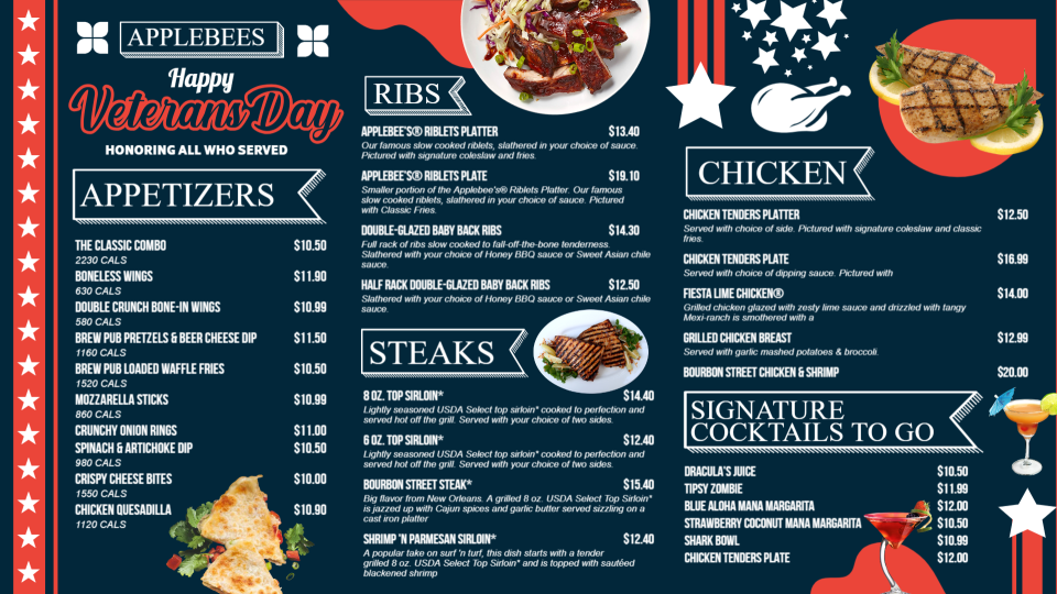 Veterans Day Menu Template Veterans Day Menu Template