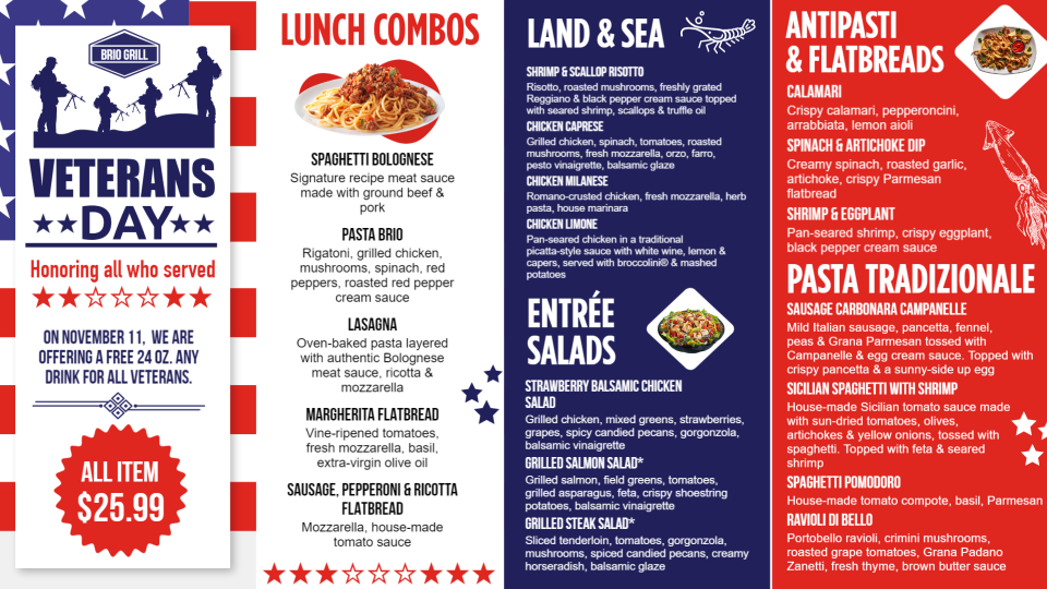 Veterans Day Menuboard
