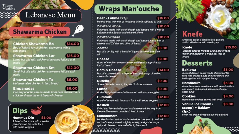 Creative Lebanese Menu Template Creative Lebanese Menu Template