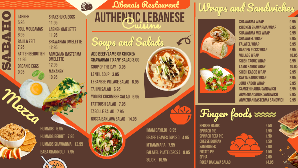Editable Free Lebanese menu Template Editable Free Lebanese menu Template