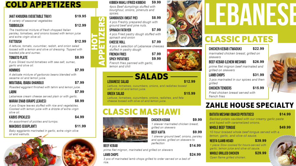 Simple Lebanese Menu Board Design Simple Lebanese Menu Board Design