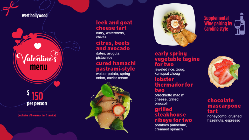 Valentine Day Menu Template