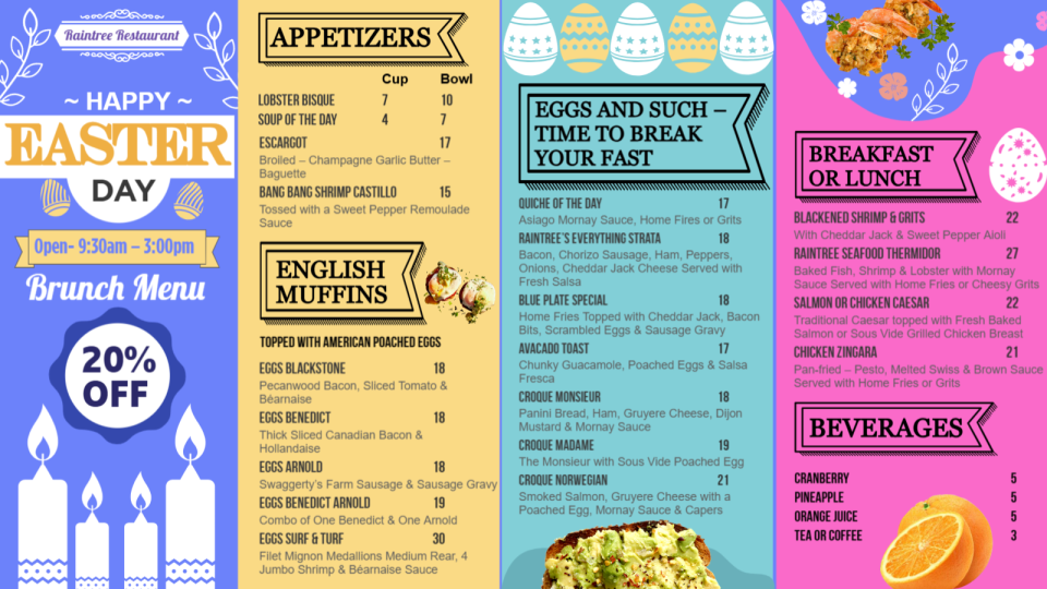 Easter Day Menu Board Template Easter Day Menu Board Template
