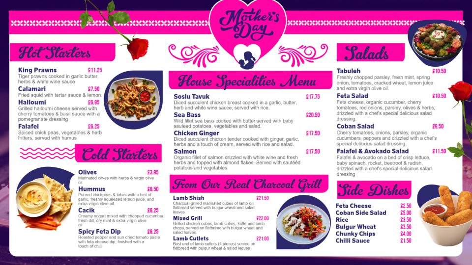 Mothers Day Menu Board Template Mothers Day Menu Board Template