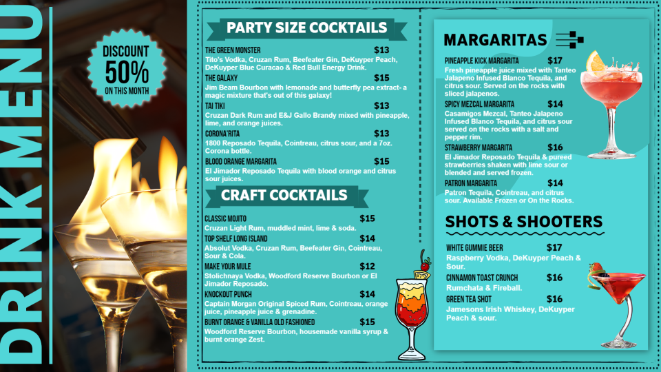 Drinks Menu Board Template
