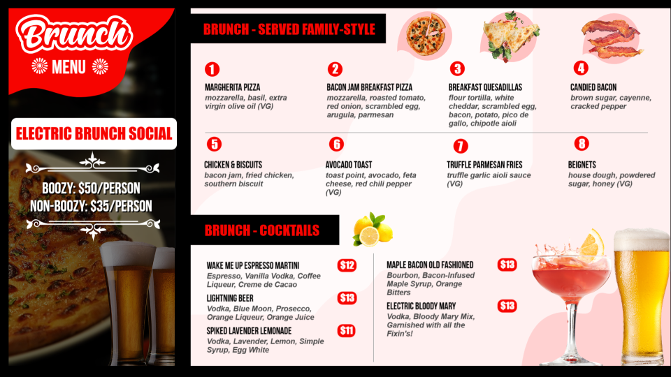 Simple Brunch Menu Board Design Simple Brunch Menu Board Design