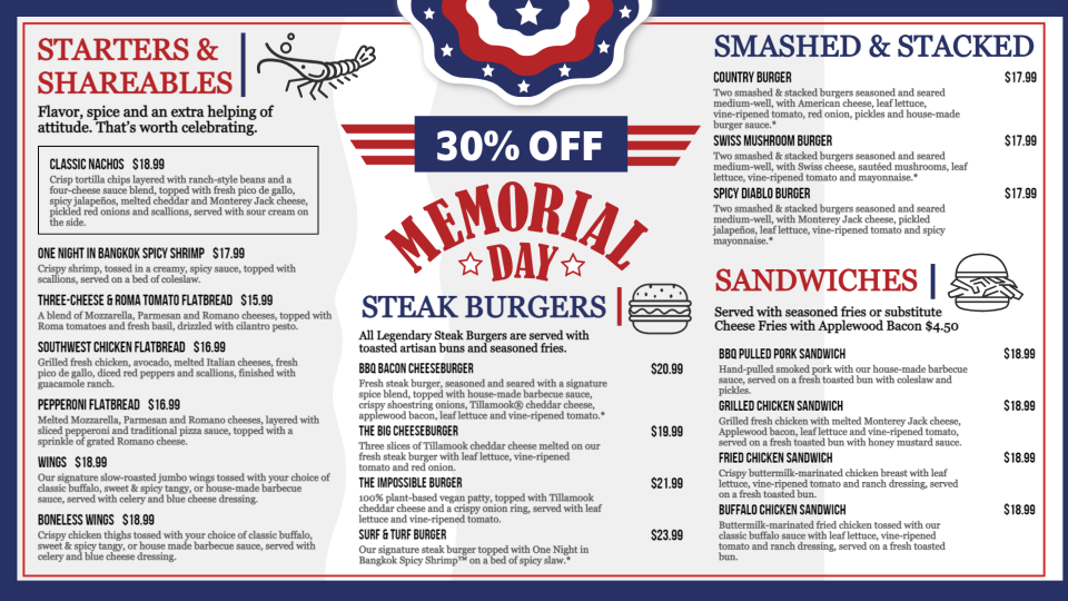 Simple Memorial Day Menu Design