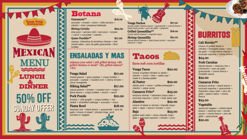 Mexican Menu Board Idea Mexican Menu Board Idea