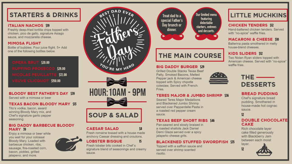 Fathers Day Menu Board Template