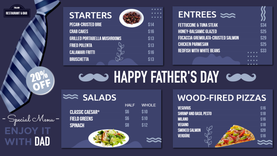 Fathers Day Menu Board Creative Design Fathers Day Menu Board Creative Design