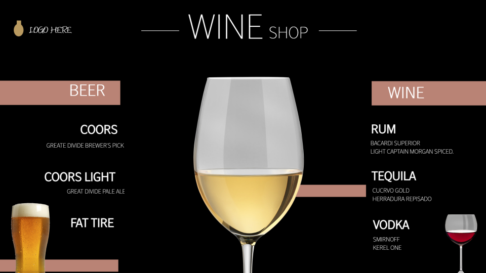Wine menu Wine menu