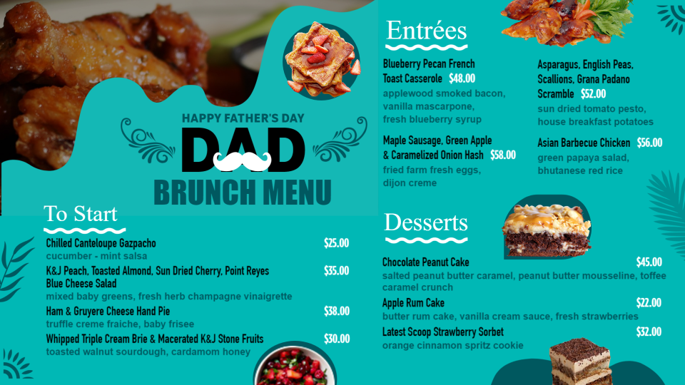 Editable Free Fathers Day Menu Design Editable Free Fathers Day Menu Design