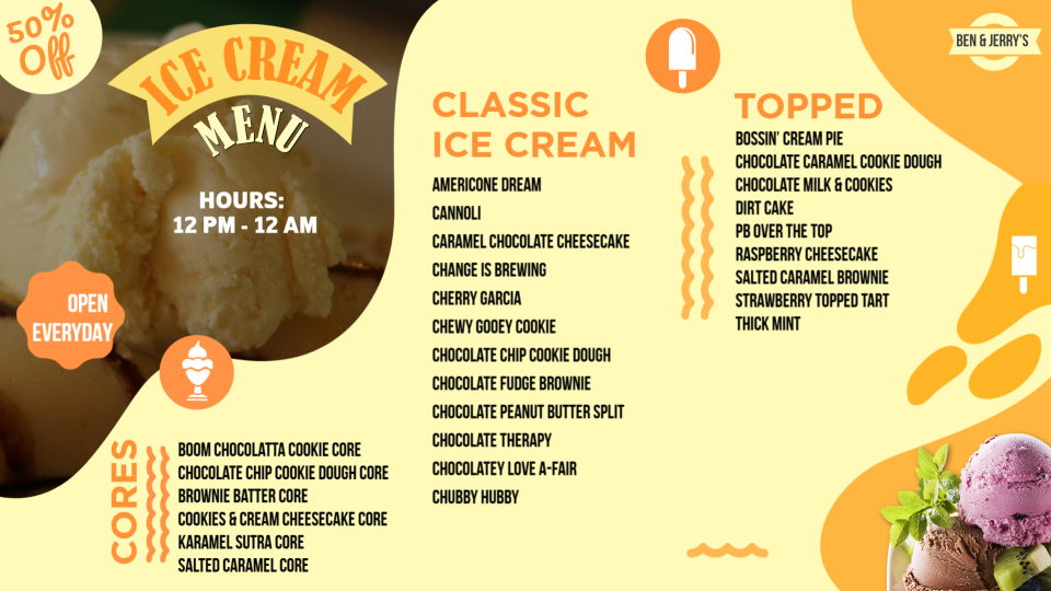 Simple Ice cream menu Board Design Simple Ice cream menu Board Design