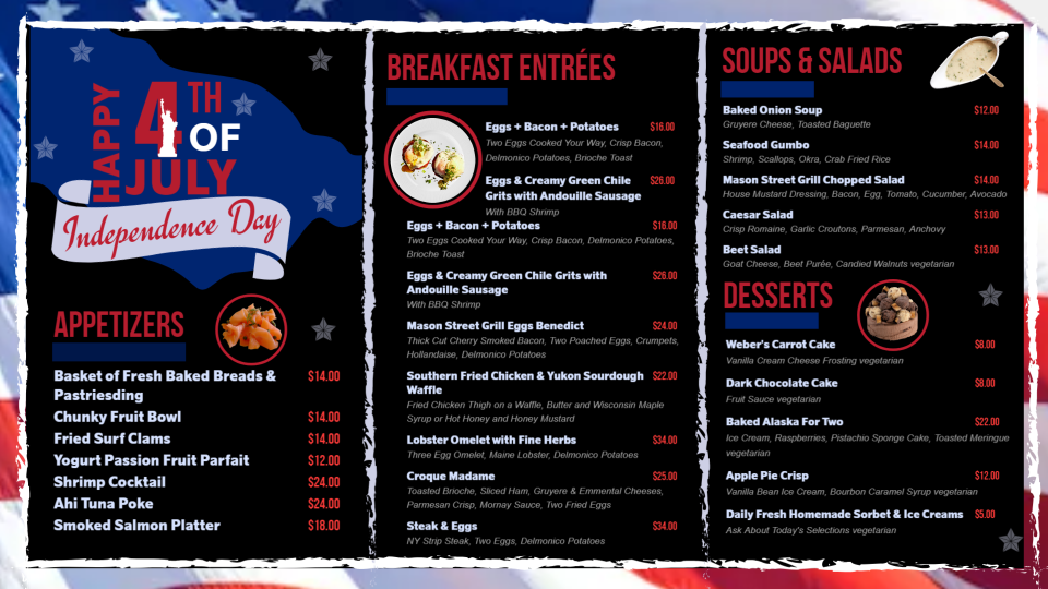 Editable Independence Day Menu Template Editable Independence Day Menu Template