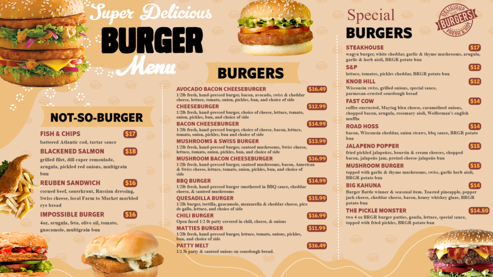 Simple Burger Menu Bord Design