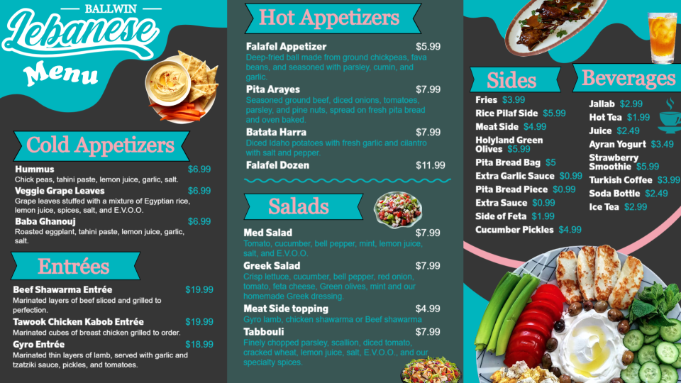 Creative Lebanese Menu Board Design Creative Lebanese Menu Board Design