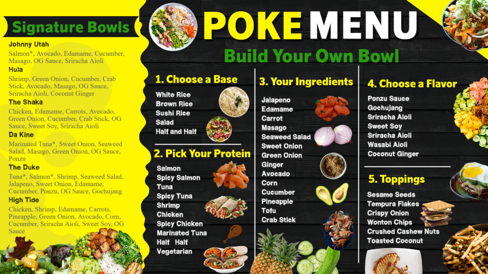 Edirable Poke Menu Board Design Edirable Poke Menu Board Design