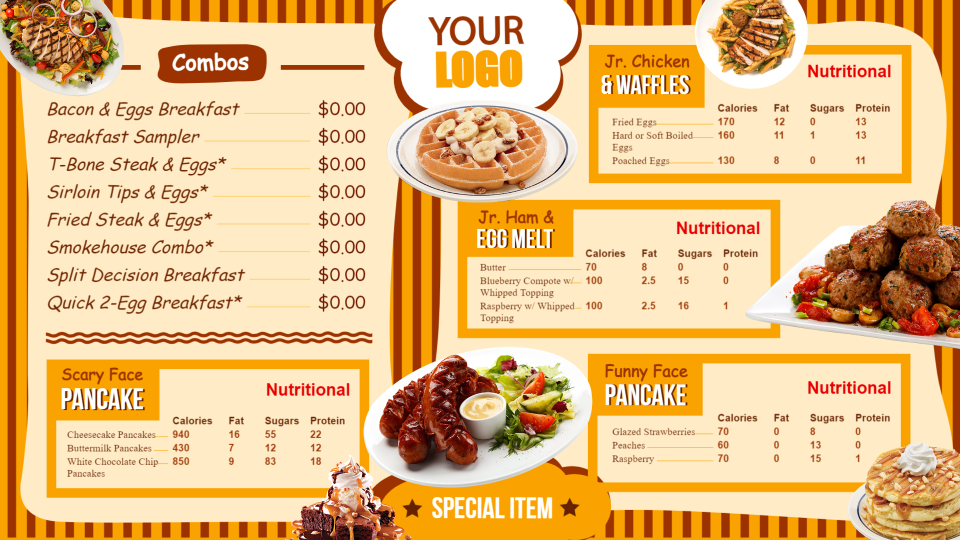 kids menu board