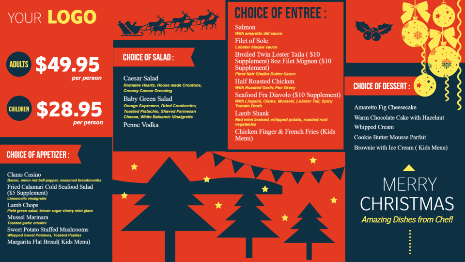 festive menu boards