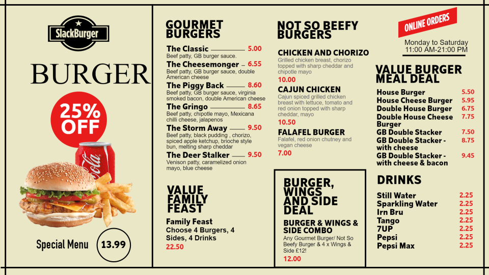 Simple Burger Menu Design