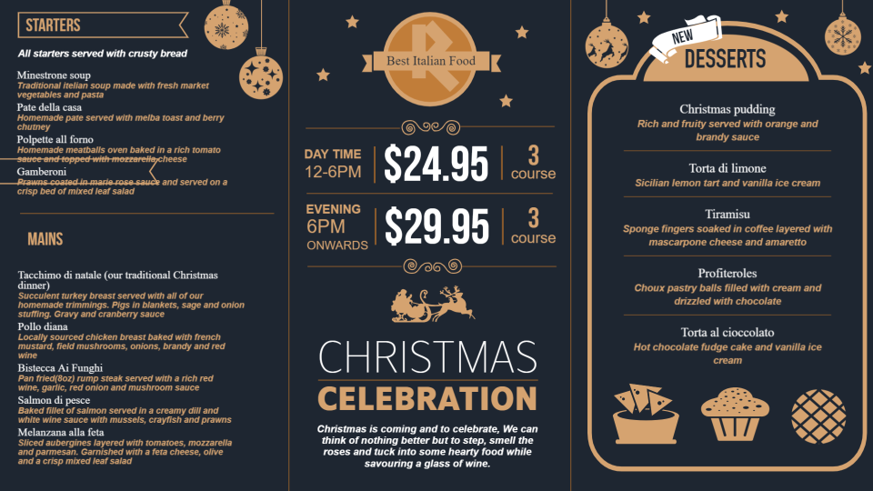 Restaurant menu boards