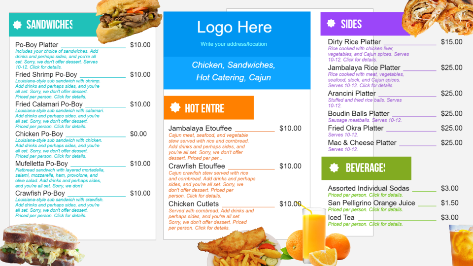 Restaurant menu boards
