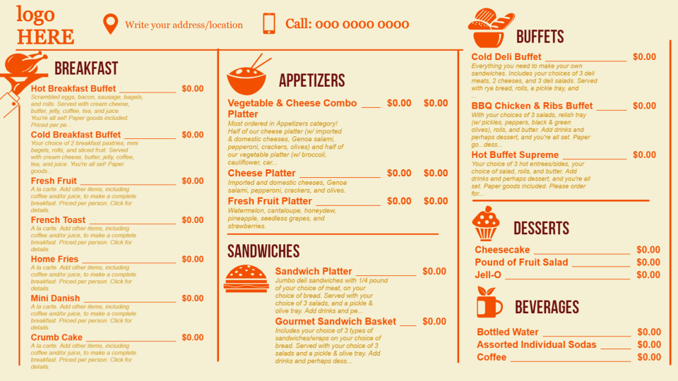 Takeaway menutemplate