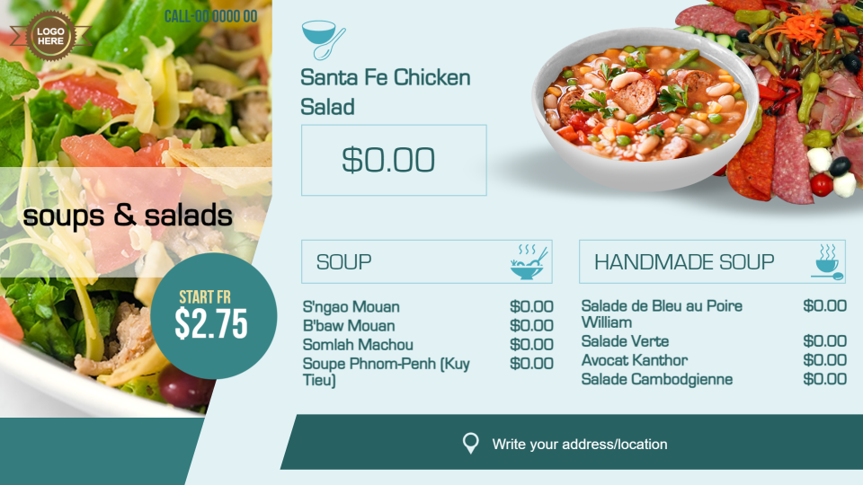Salad bar menu Salad bar menu