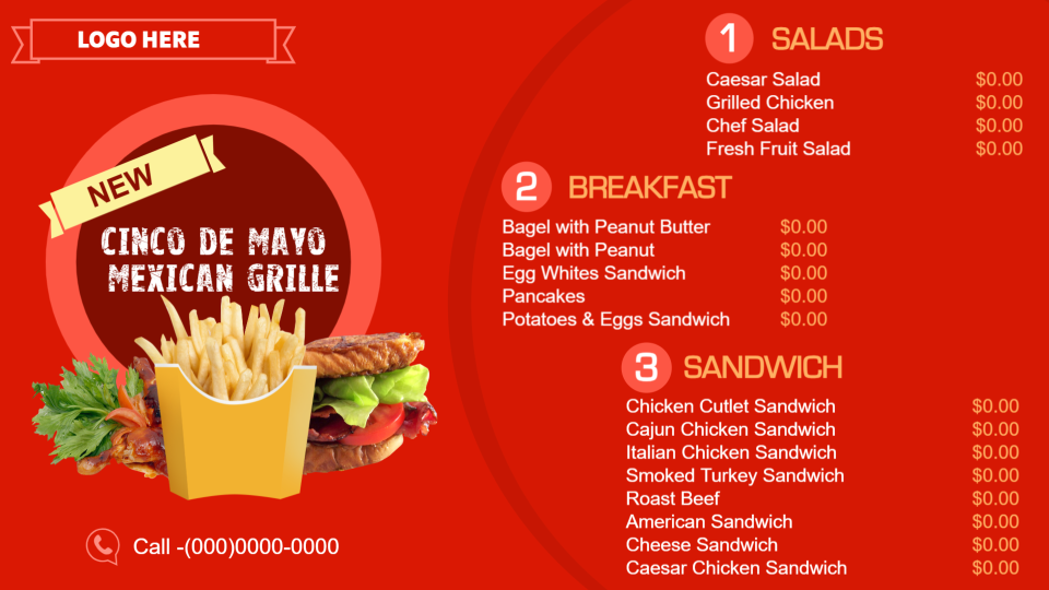 Bar and grill menu templates new