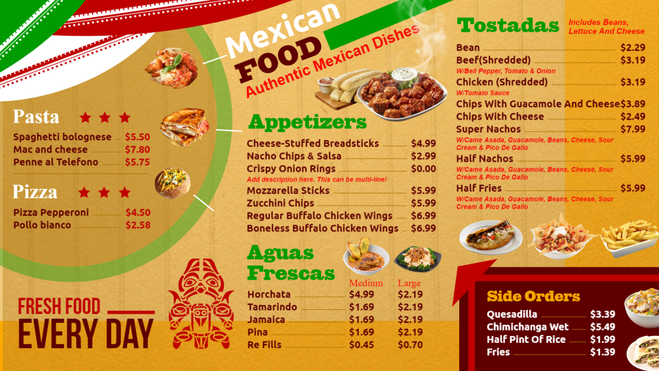 Restaurant menu templates