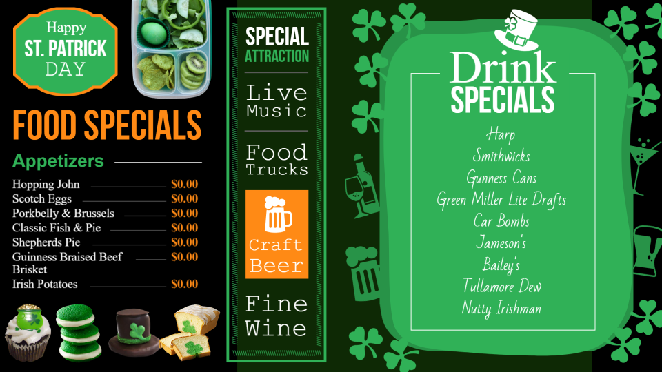 Bar and grill menu templates