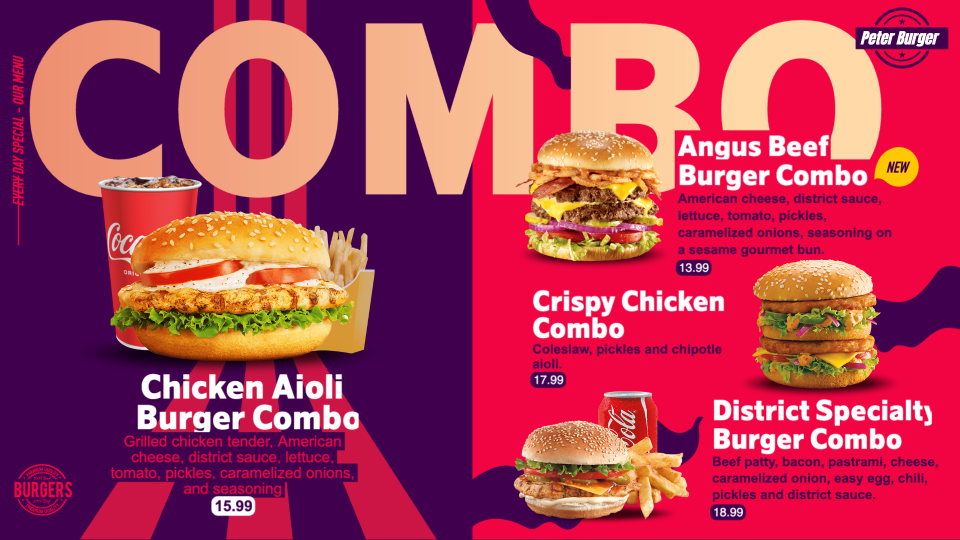 Customizable Combo Burger Menu Templates Customizable Combo Burger Menu Templates