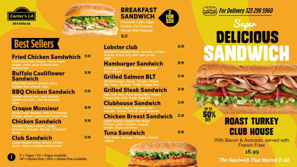 Sandwich Shop Menu Template