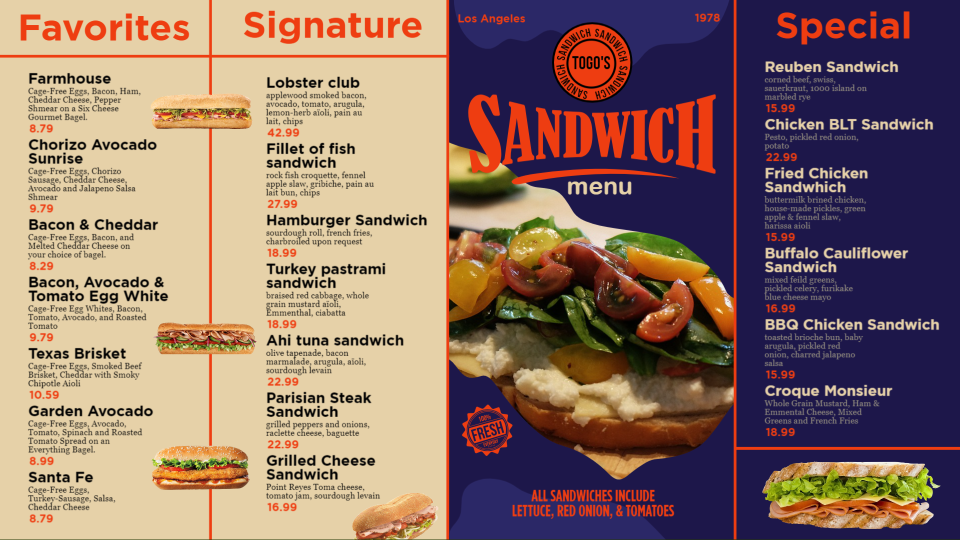 Sandwich Bar Menu Design Template DsMenu