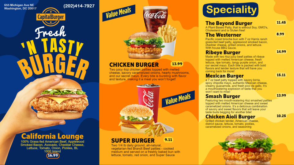 Value Meal Burger Menu Design