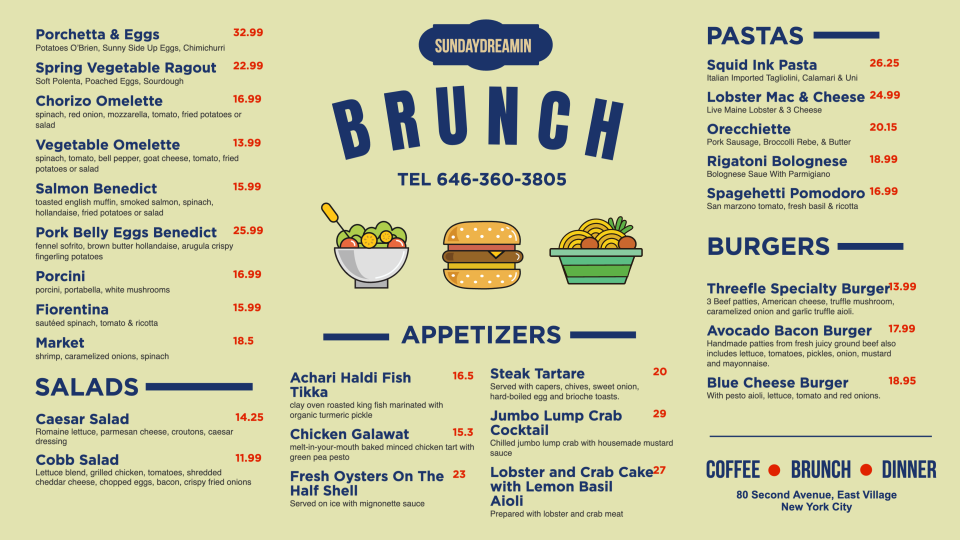 Simple Brunch Menu Design