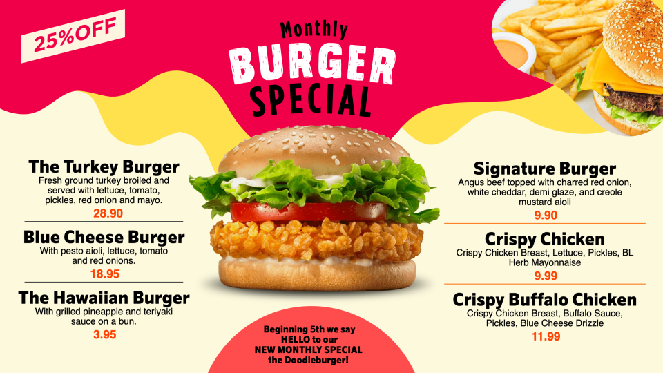 Burger Menu Board Design Template