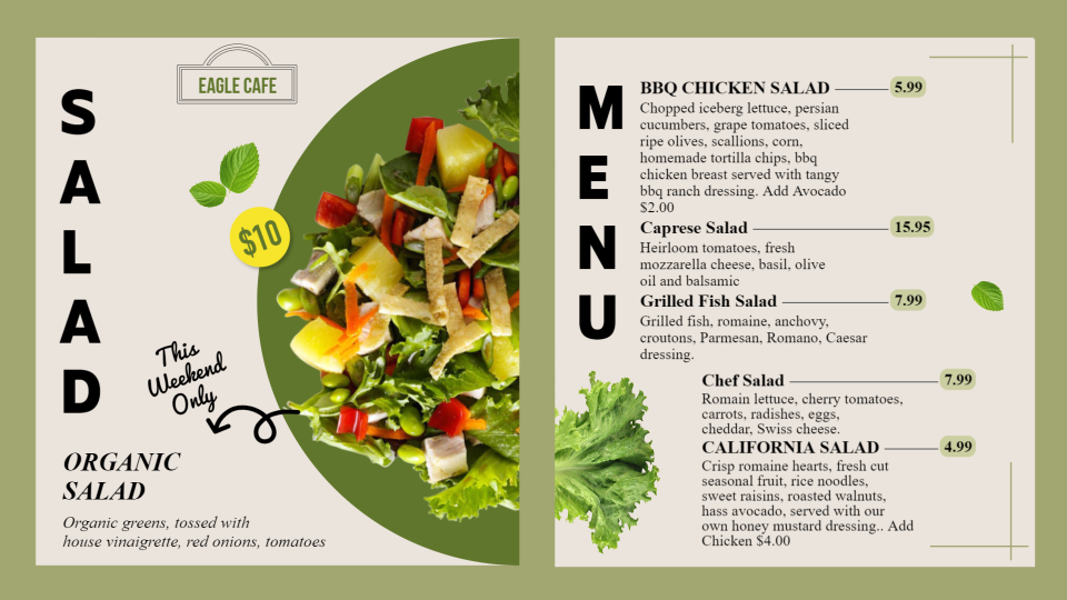 Simple Salad Menu Design Template