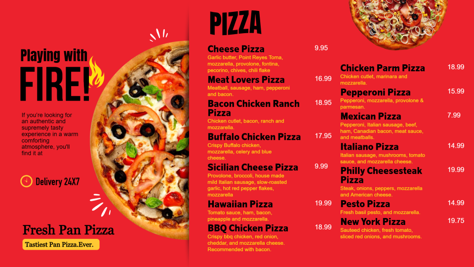 Pizza Menu Layout Template