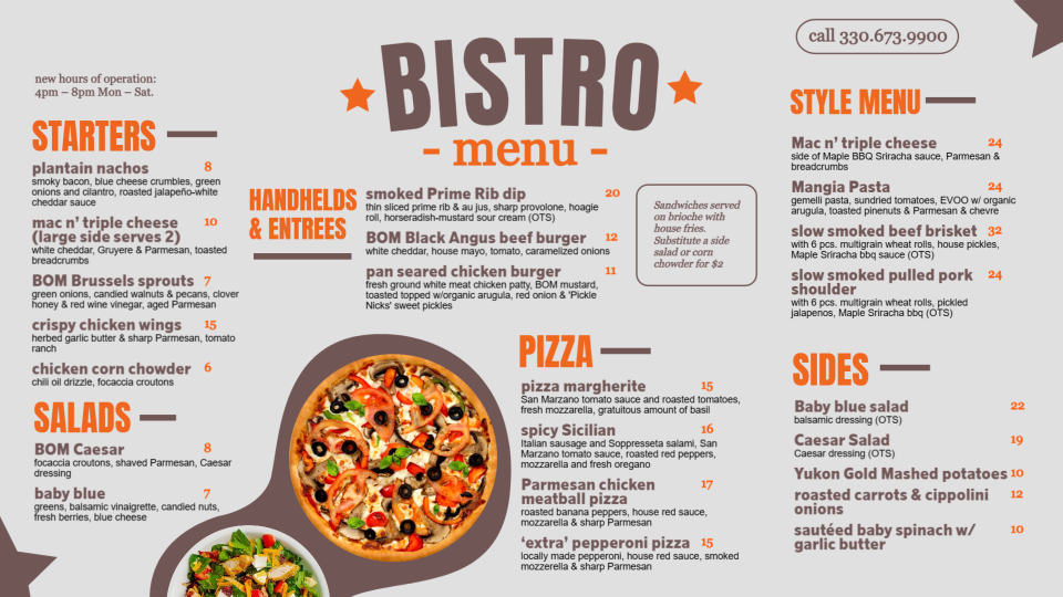 American Bistro Menu Design