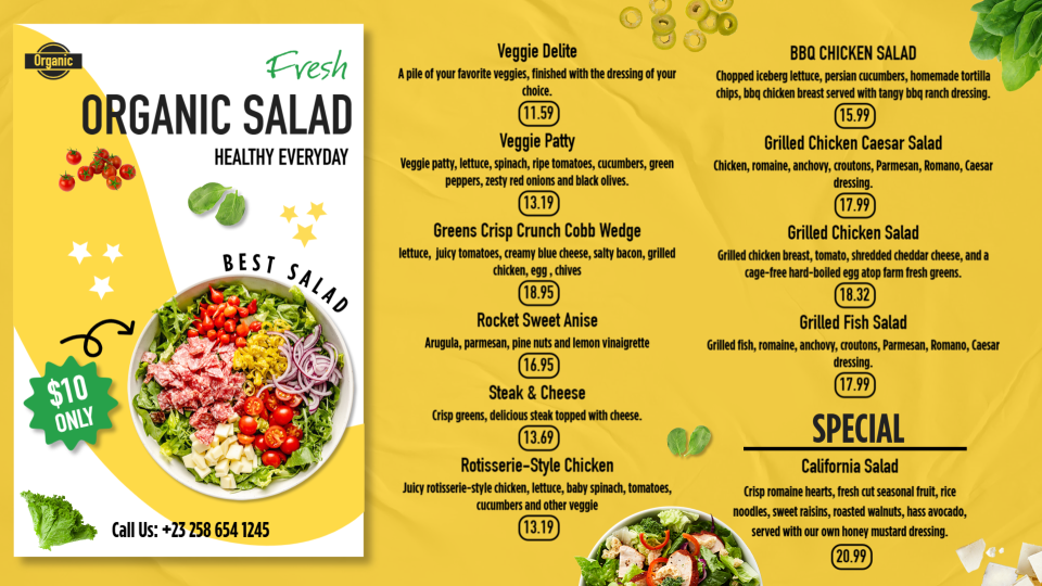 Customizable Salad Menu Design