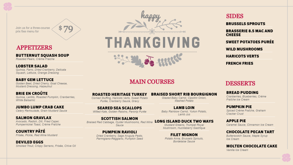 Customizable Thanksgiving menu templates