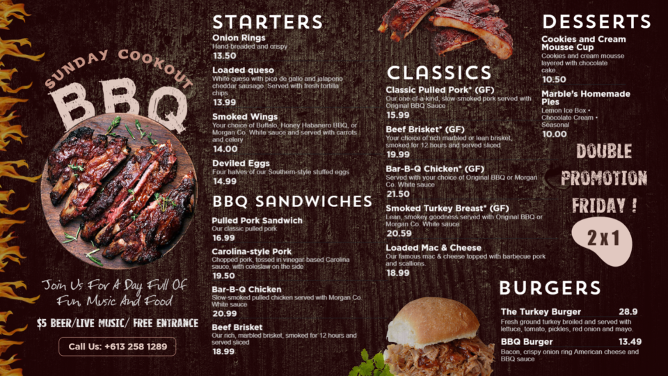 Editable BBQ Menu Template